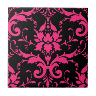 Carreau En Céramique Cuisine de jumelage rose et noir Damas