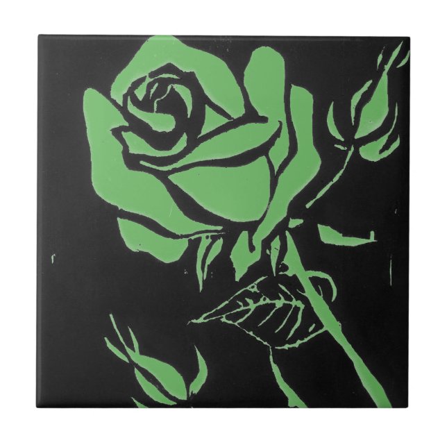 Carreau En Céramique Cuisine "Rose verte" Jardin Carrelage céramique (Devant)