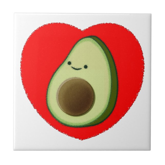 Carreau En Céramique Cute Avocado Dans Le Coeur Rouge (Devant)