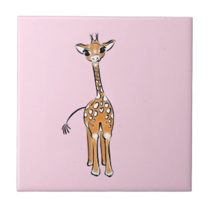 Carreau En Céramique Cute Giraffe drawing, safari animals