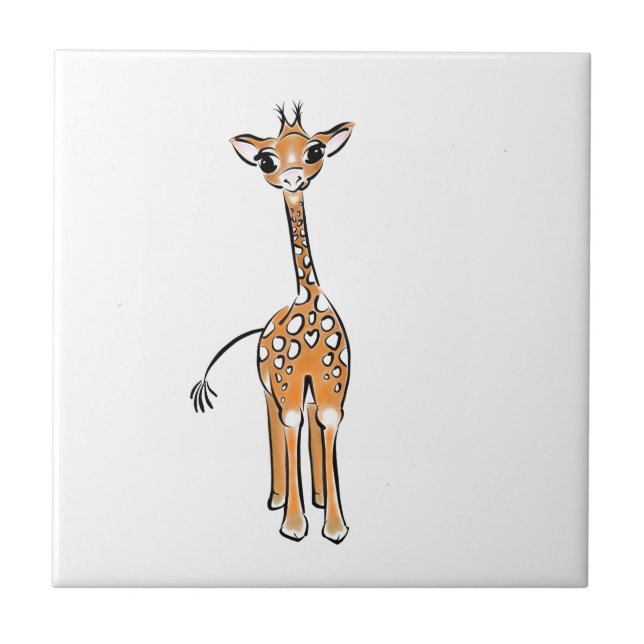 Carreau En Céramique Cute Giraffe drawing, safari animals (Devant)
