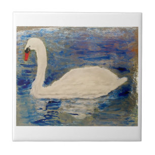 Carreau En Céramique Cygne de peinture d'oiseau