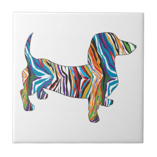 Carreau En Céramique Dachshund - Psychedelic Zbra Doxie