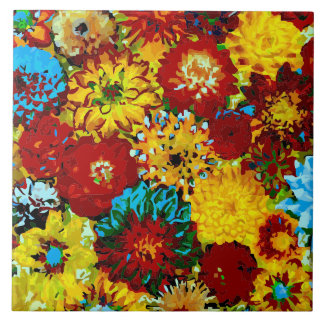Carreau En Céramique Dahlias Abstrait Fleur Fleur Florale Photo