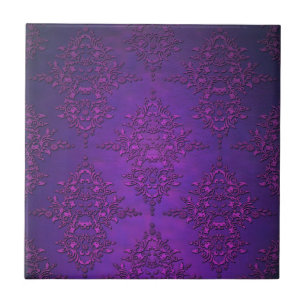 Carreau En Céramique Damas violet vibrant élégant
