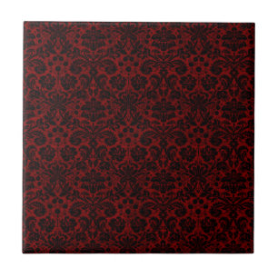 Carreau En Céramique Damask Maroon Black