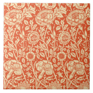 Carreau En Céramique Damassé d'oeillet de Nouveau d'art, mandarine