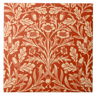 Carreau En Céramique Damassé florale de Nouveau d'art, mandarine