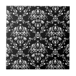 Carreau En Céramique Damassé noire et blanche