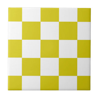 Carreau En Céramique Damier jaune et blanc