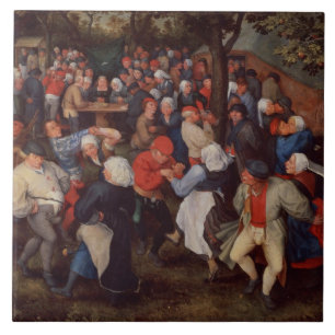 Carreau En Céramique Danse de village (huile sur le panneau)