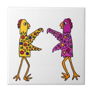 Carreau En Céramique Danse géniale drôle de poulets