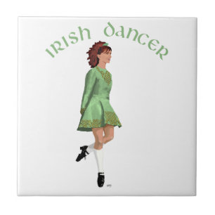 Carreau En Céramique Danseuse de step irlandais - Vert