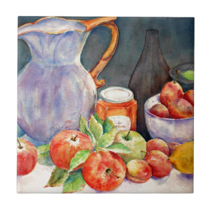 Carreau En Céramique d'aquarelle de fruit toujours la vie