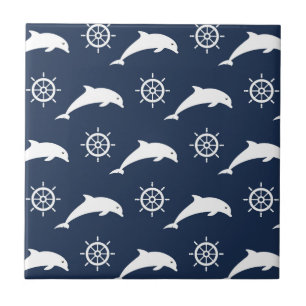 Carreau En Céramique Dauphins sur le motif de défilé