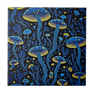 Carreau en céramique de champignon néon biolumines
