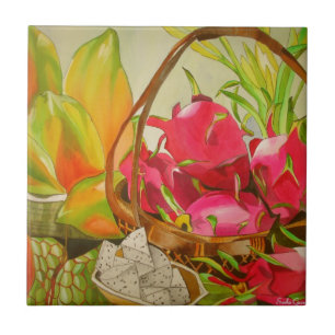 Carreau En Céramique De fruit tropical d'aquarelle d'art toujours la