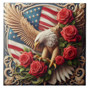 Carreau en céramique de l'aigle patriotique du dra