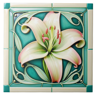 Carreau en céramique de style Art nouveau représen