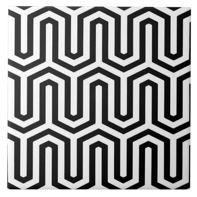 Carreau En Céramique Déco motif égyptien - noir et blanc (Devant)