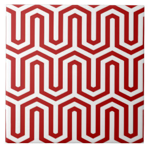 Carreau En Céramique Déco motif égyptien - rouge et blanc