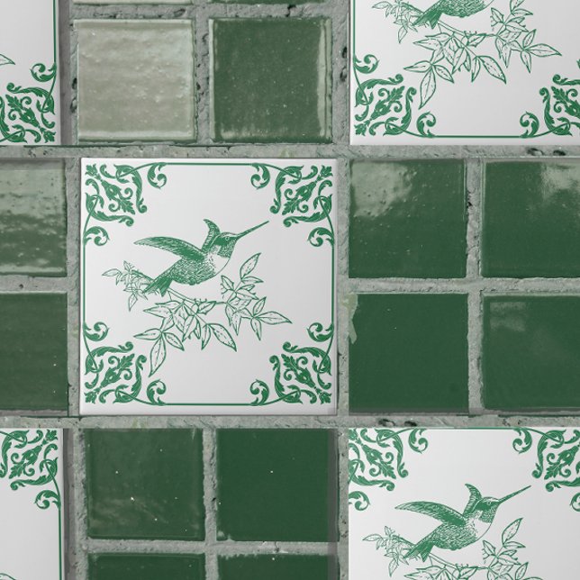 Carreau en céramique décoratif Colibri Vert (Créateur téléchargé)