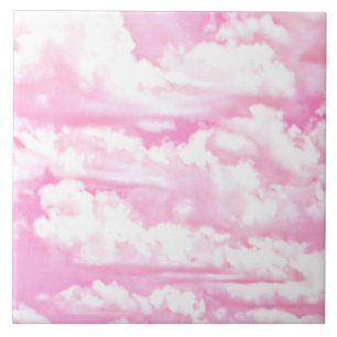 Carreau En Céramique Décoration des nuages rose de Fuchsia