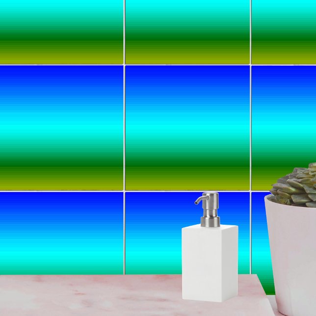 Carreau En Céramique Dégradé bleu et vert mer et ciel (Sea and Sky Blue and Green Gradient Tile)