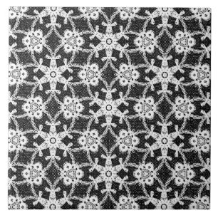 Carreau En Céramique Dentelle antique - blanc et noir