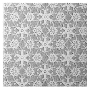 Carreau En Céramique Dentelle antique - gris blanc et argent