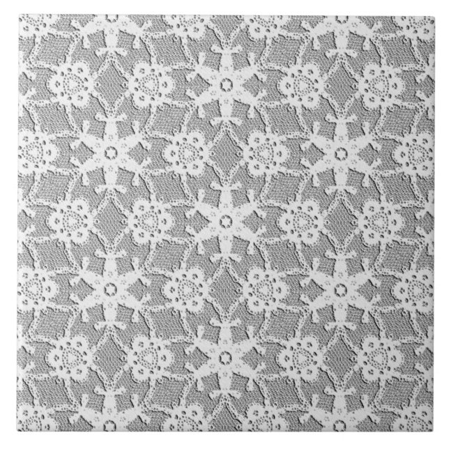 Carreau En Céramique Dentelle antique - gris blanc et argent (Devant)