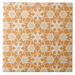 Carreau En Céramique Dentelle antique - orange et crème