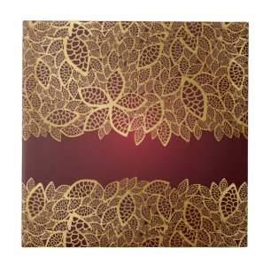 Carreau En Céramique Dentelle d'or de feuille sur l'arrière - plan