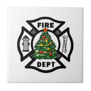Carreau En Céramique Département du feu de Noël de sapeur-pompier