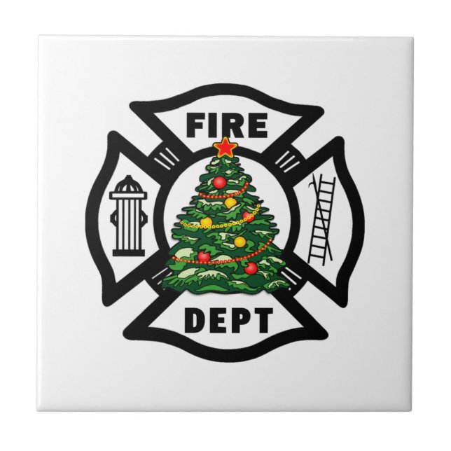 Carreau En Céramique Département du feu de Noël de sapeur-pompier (Devant)