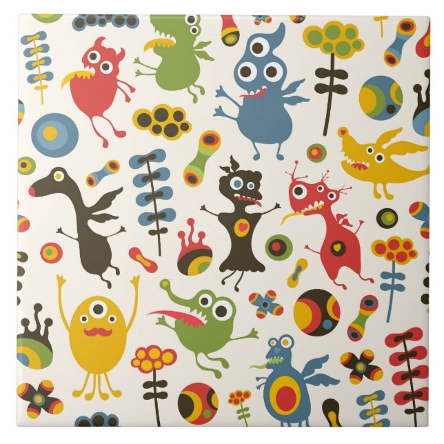 Carreau En Céramique Des monstres heureux (Devant)