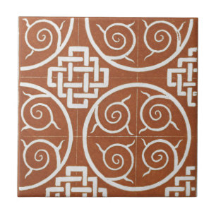 Carreau En Céramique Design d'art irlandais vintage en céramique rouge