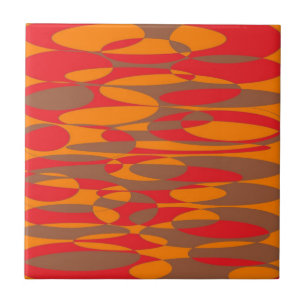 Carreau En Céramique Design elliptique orange, rouge et marron