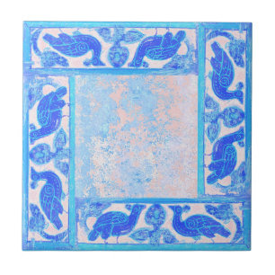 Carreau En Céramique Designs Anciens En Bleu Ciel Premier De Quatre