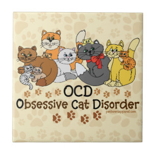 Carreau En Céramique Désordre obsédant de chat d'OCD