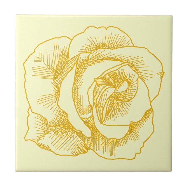 Carreau En Céramique Dessin au trait rose jaune (Devant)