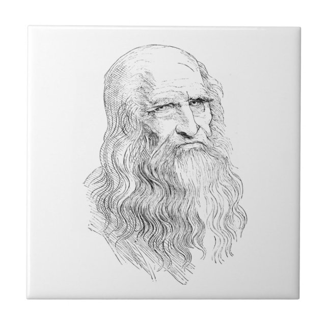 Carreau En Céramique Dessin au trait sage vieil homme (Devant)