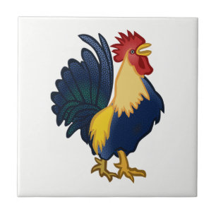 Carreau En Céramique Dessin de la ferme de poulet coloré de coq