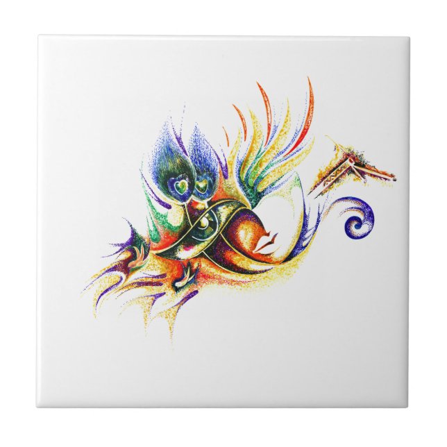 Carreau En Céramique Dessin fait main d'encre de seigneur Krishna (Devant)