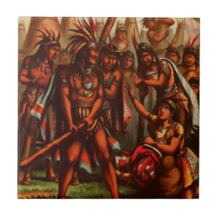 Carreau En Céramique Dessin vintage : Pocahontas, princesse indienne