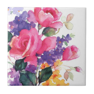Carreau En Céramique Dessous de verre en céramique d'aquarelle florale