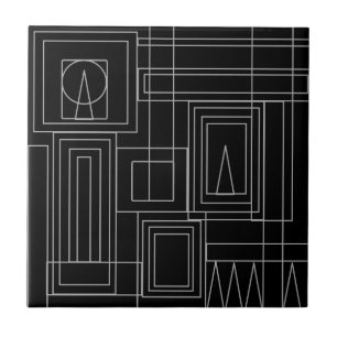 Carreau En Céramique Dessous de verre en mosaïque monochrome Art déco