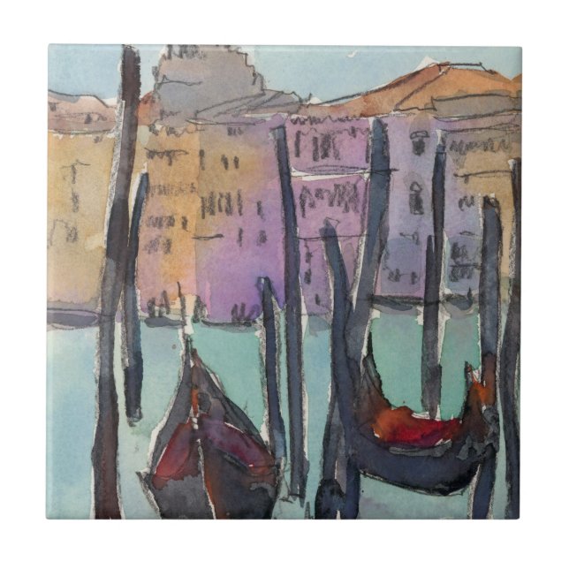 Carreau En Céramique Destinations | Deux gondolas à Venise (Devant)