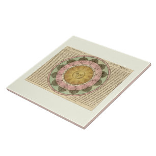 Carreau En Céramique Détail du soleil de la carte antique vers 1780