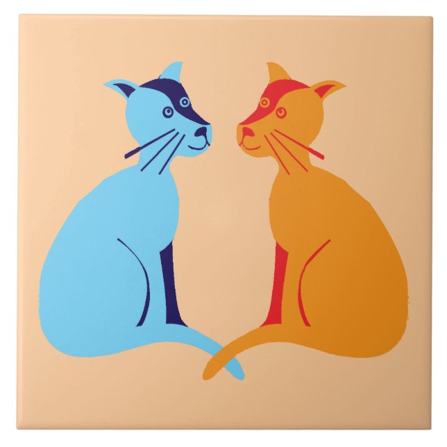 Carreau En Céramique deux chats (Devant)